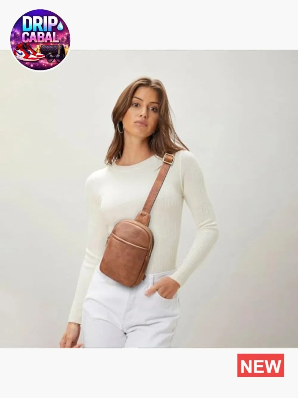 Crossbody Sling Bag - Faux Leather Shoulder Bag for Women